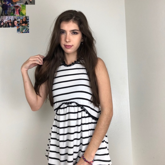 BLACK AND WHITE STRIPED CAMISOLE / BLOUSE - Picture 2 of 4